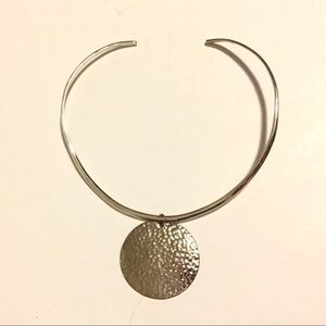 Silver Choker with Hammered Silver Coin Pendant